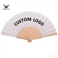Customizable 9-Inch Vintage Bamboo Folding Fan Fabric Lining Hand Painted Advertising Blank for Home Wedding Gift Decoration