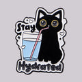 Cute Black Cat Lapel Pins for Backpacks Brooches for Women "Stay Hydrated" Enamel Pin Animal Jewelry Accessories Friends Gift MegaBDM