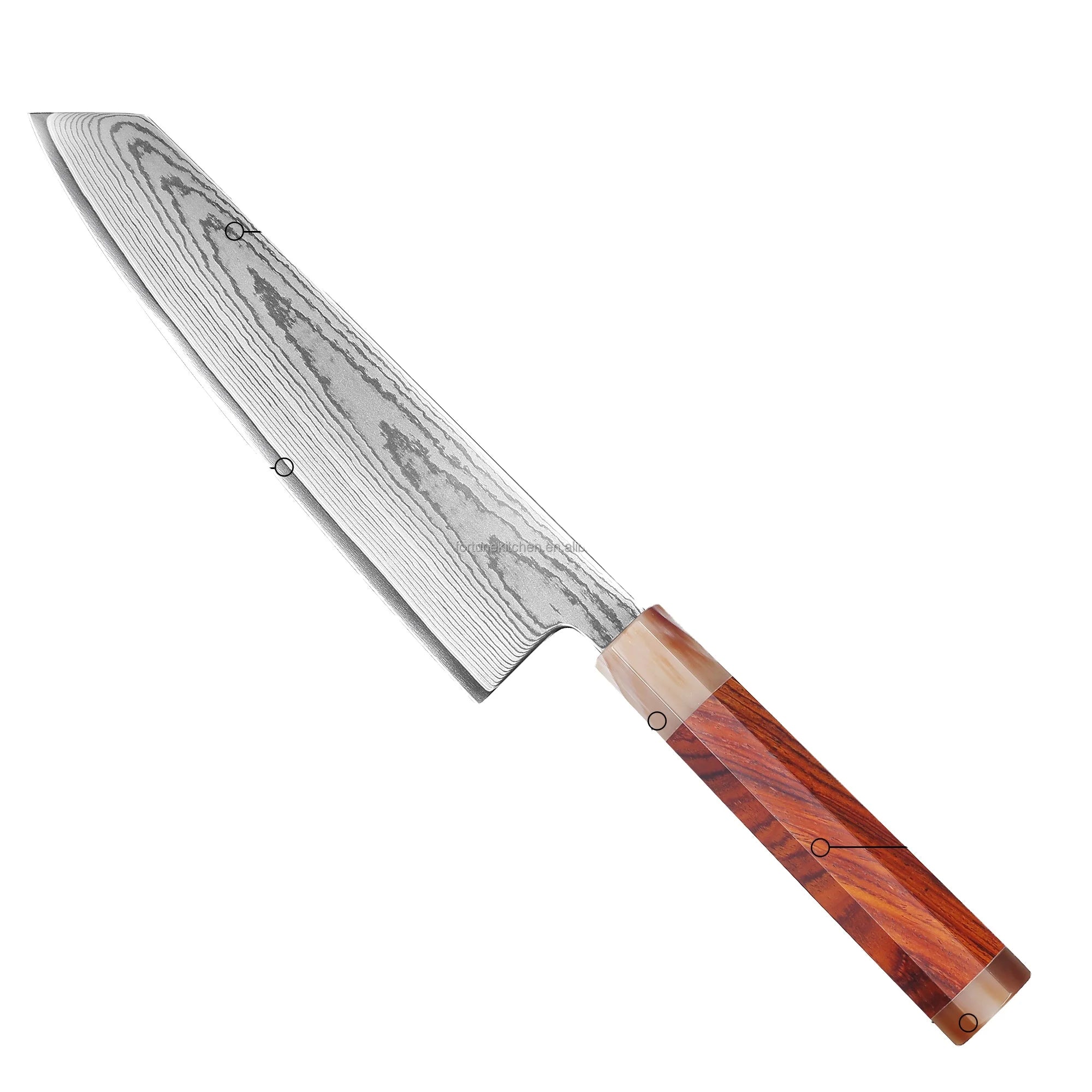 Paudin 8-Inch Chef Kiritsuke Japanese Knife Kiri-tsuke Nakiri Utility Paring Natural Cuibourtia Wood Handle Sharp Kitchen