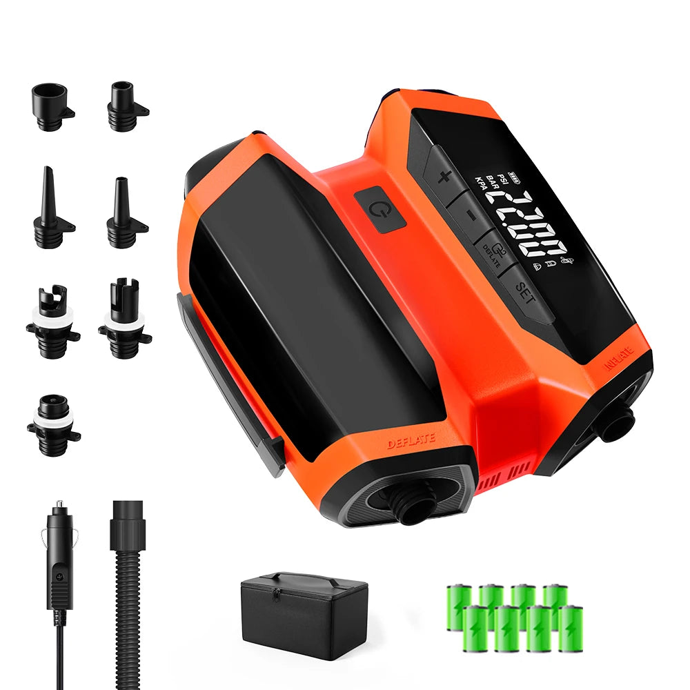AP-889L 22PSI DC 12V SUP Electric Pump Stand-Up Paddle Board Air Pump with Removable Rechargeable Battery for Boat Use