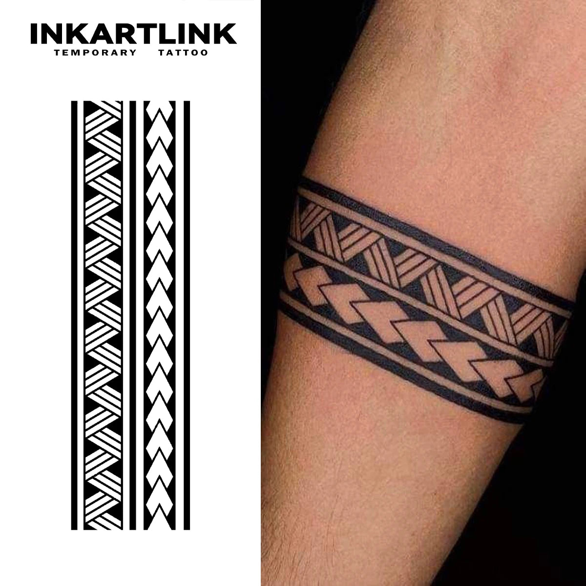 INKARTLINK Retro Tribal Tattoo Sticker Armband Weaving Pattern Herbal 15 Days Semi-permanent Body Art Forearm Wholesale