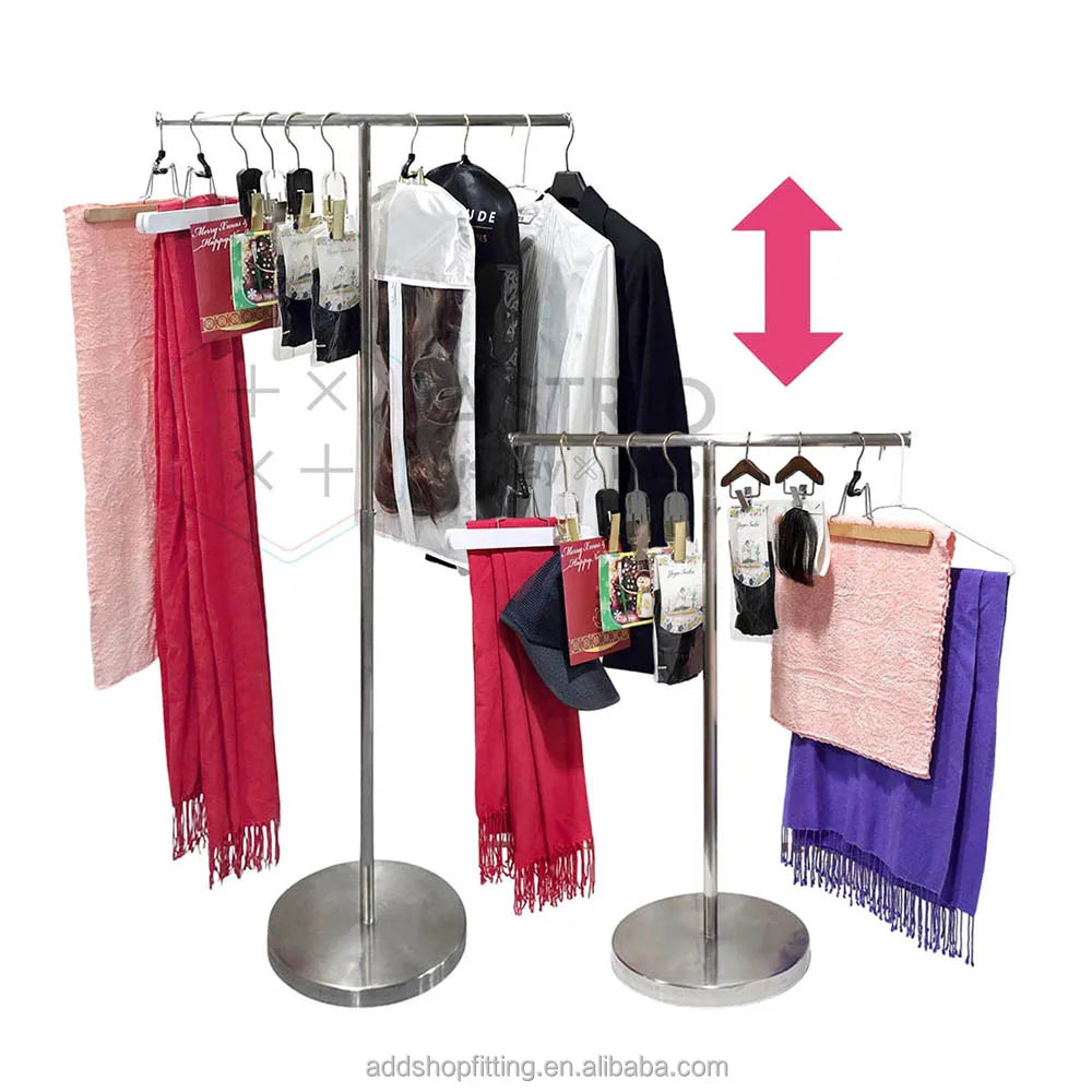 Stainless Steel Adjustable 136cm Scarf Towel Hijab Display Rack for Retail Stores