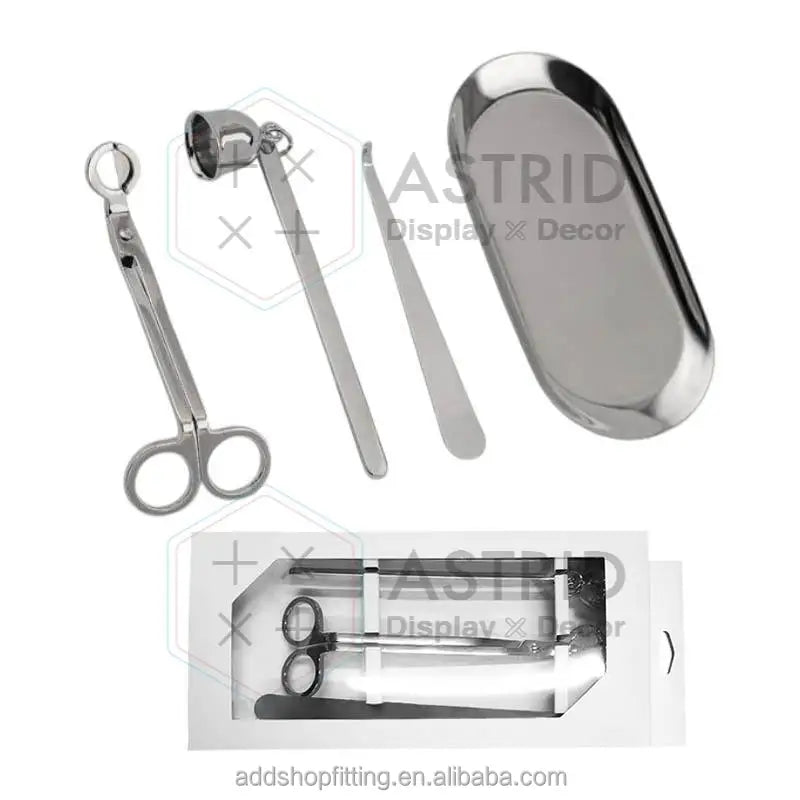 4 Pcs Custom Logo Silver Stainless Steel Durable Candle Accessories for Home Decoration & Christmas Gift