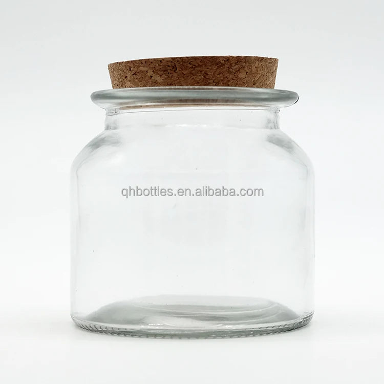 In Stock Amber Green Clear Glass 100g 200g Candle Jars With Cork Cap Round Shape Glass Candle Cup