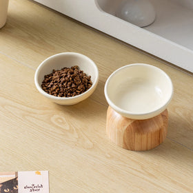 Ergonomic Slanted Cat Dog Bowl Beveled Edge Ceramic Feeder with Non-Slip Base For Active Dogs/Cats
