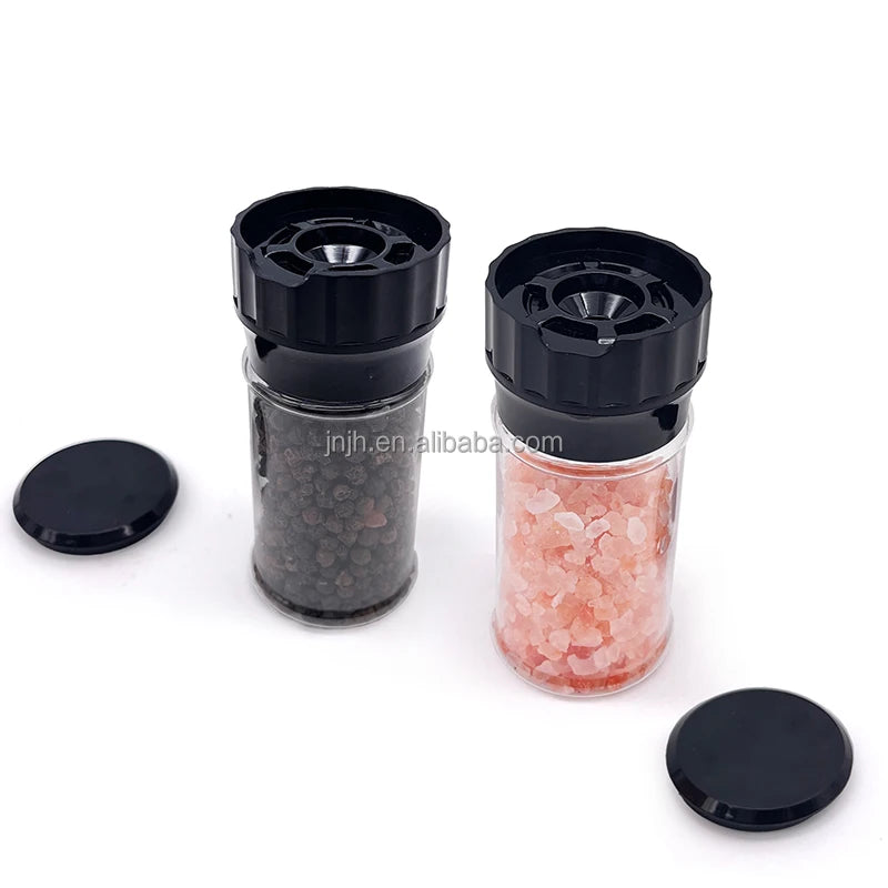 Wholesale 60ml 80ml 100ml Bulk Plastic Salt Mills & Pepper Grinder 3.5oz Glass Bottles with Plastic Lid for Seasoning
