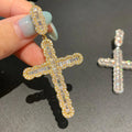 Pass Diamond Tester Moissanite 10K 14K 18K Solid Gold Cross Pendant Baguette Cut Vvs Moissanite Hip Hop Pendant for Men Women