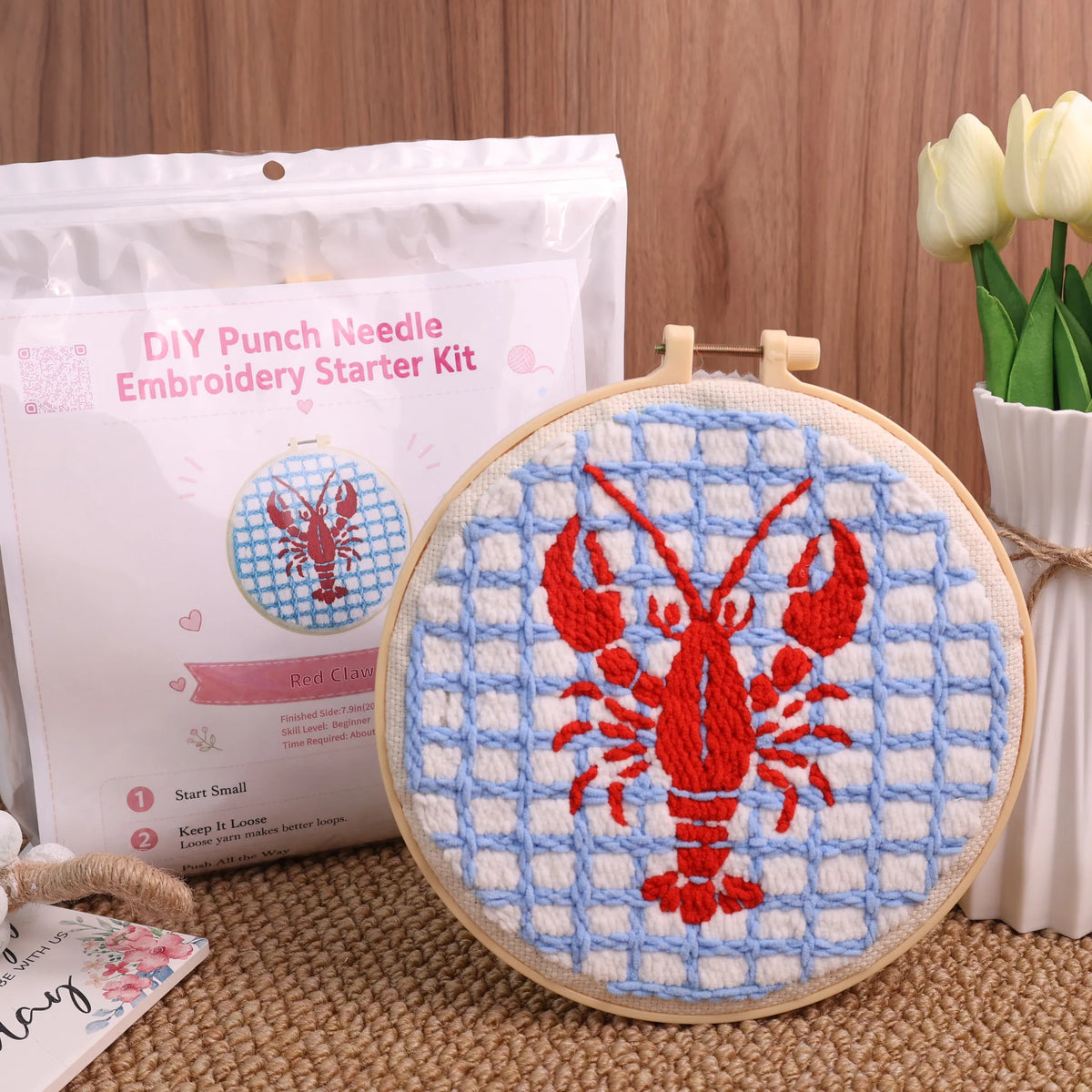 Adults Beginner LobsterCollection Punch Needle Embroidery DIY Kit 500 Unique Designs Eco-Friendly Handmade Home Decor Beginner MegaBDM