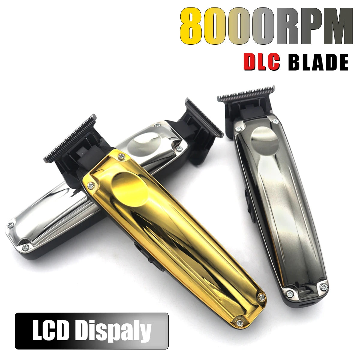 Trimmer for Men Professional DLC Blade T-Blade Zero Gapped 8000RPM 5W Cordless Low Noise Hair Trimmer Machine Finishing Machine