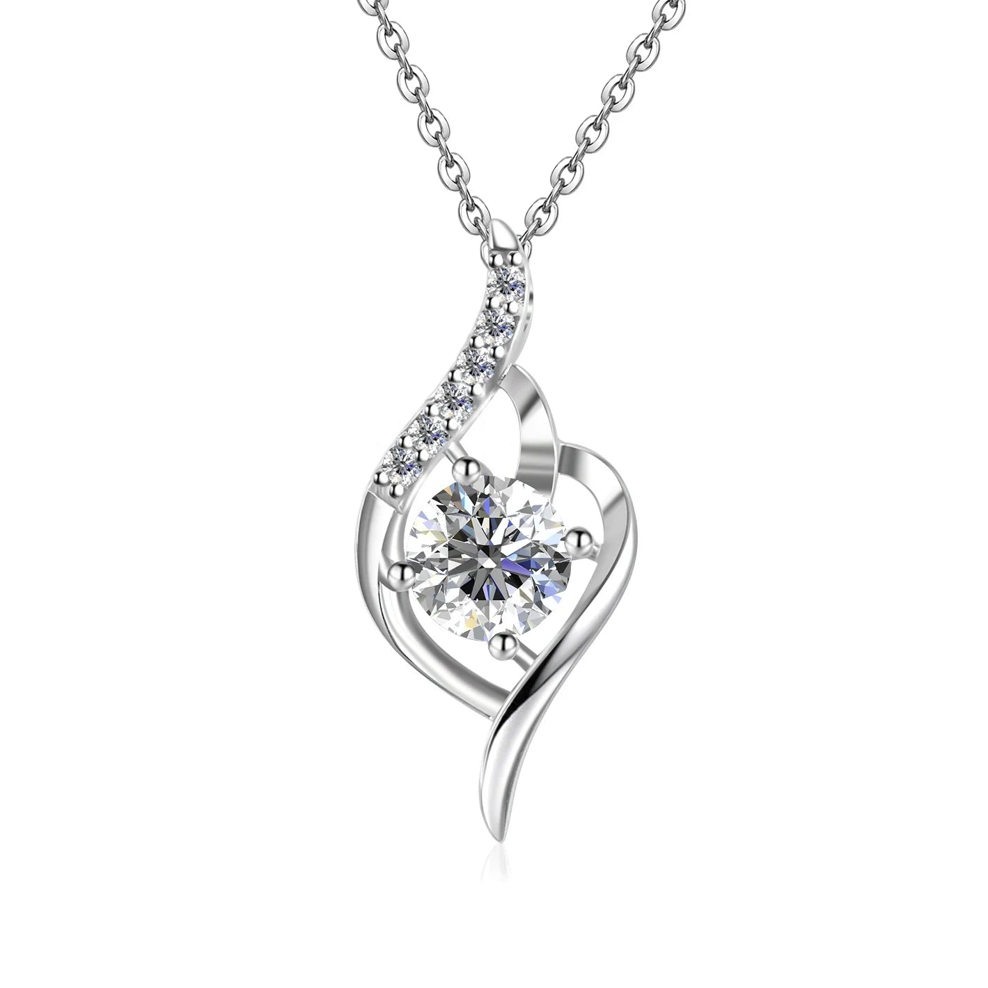 New GRA Certified Lab Grown Moissanite Diamond  Sterling Silver Twist Pendant Necklace Wedding Jewelry Destiny Jewellery