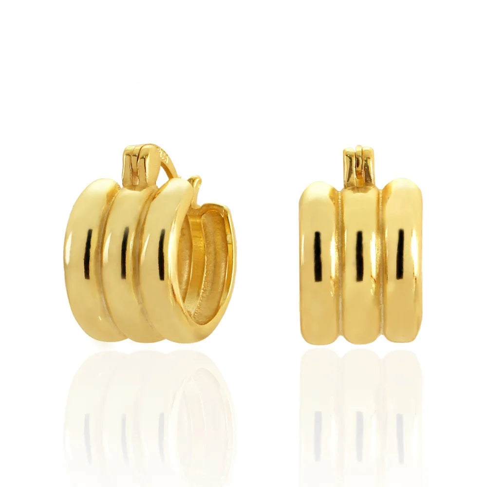 nagosa vintage women jewelry 925 sterling silver 18k gold vermeil triple chunky hoop earrings