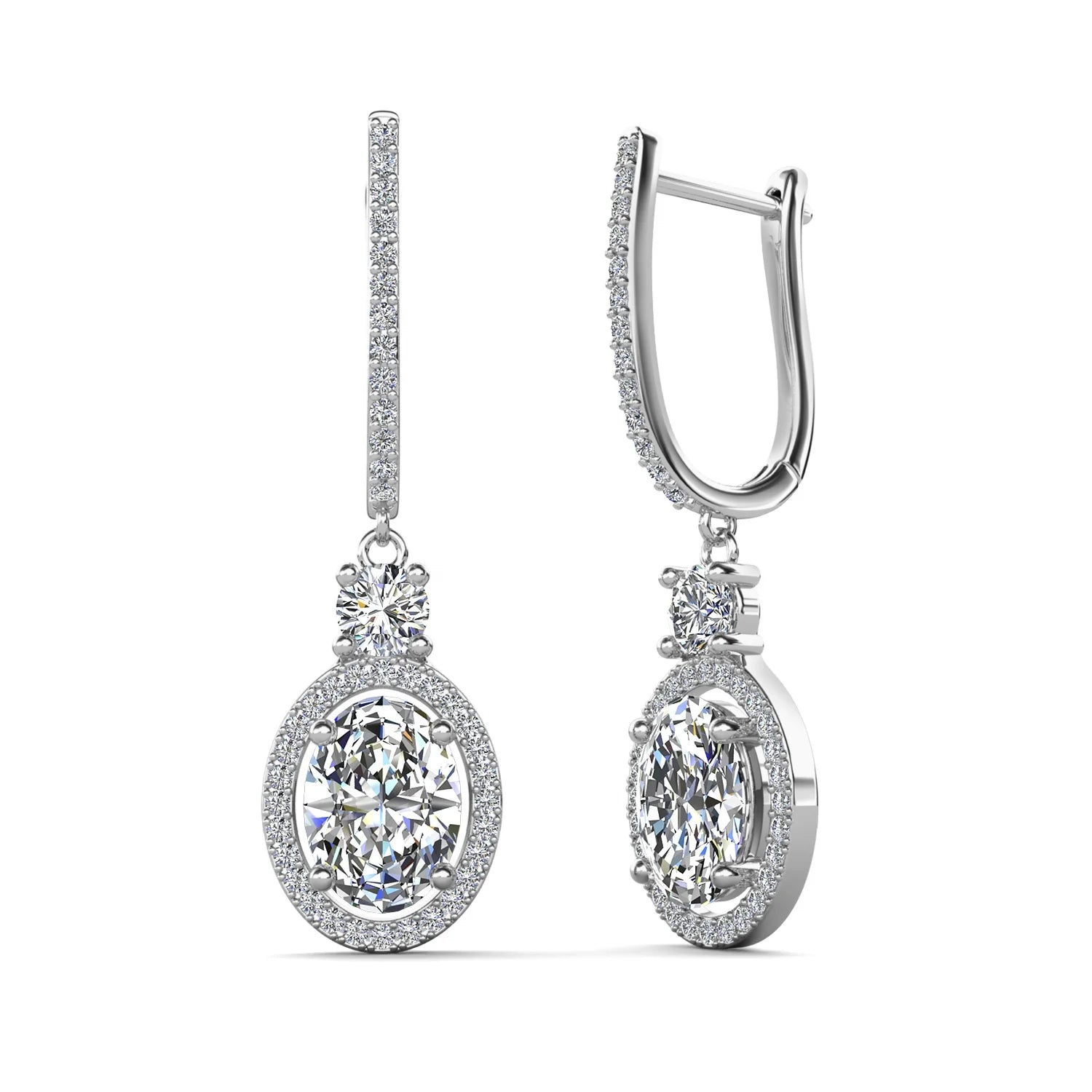 VVS 2.0CT Lab Grown Moissanite Diamond Custom Fine Jewelry 925 Silver Huggie Drop Oval Cut Earrings for Women Destiny Jewellery