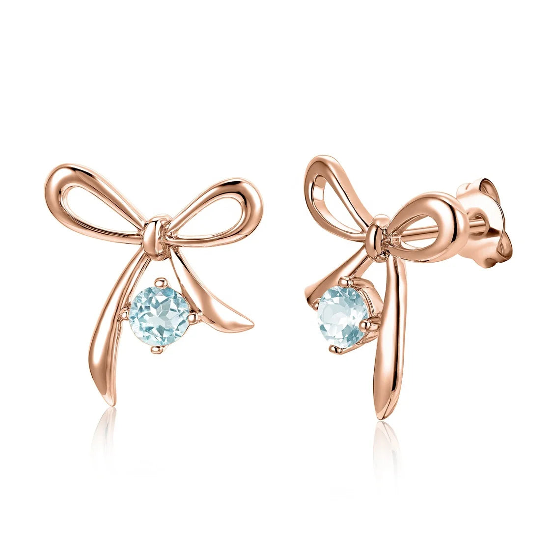 100% 925 Sterling Silver Natural Gemstone Sky Blue Topaz Cute Knot Stud Earrings Gift for Girlfriend / Women Destiny Jewellery
