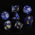 Wholesale Galaxy Glitter 7pcs Set Role Playing Tabletop Game Accessories Acrylic Rounded Corner Dice Starry Sky Theme Chess Card