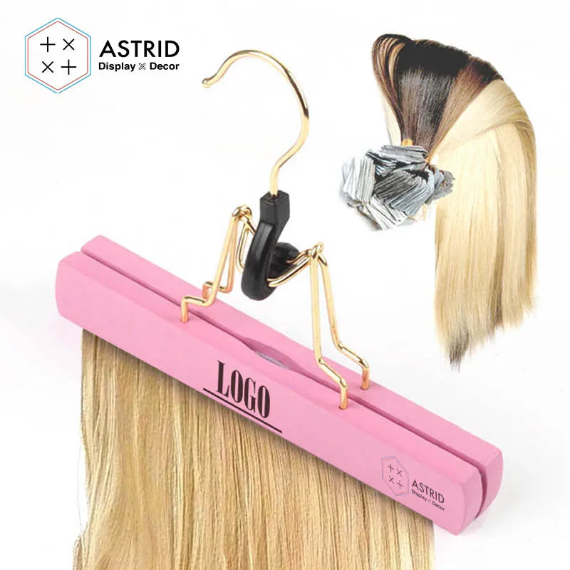Astrid 23 CM Soft Pink Bag display Custom Logo Wood Wig Hair Extension Hanger