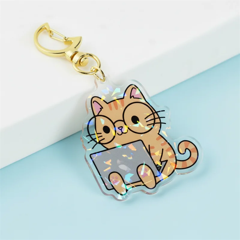 Customized Gradient Acrylic Keychain Translucent Color Clear Acrylic Pendant
