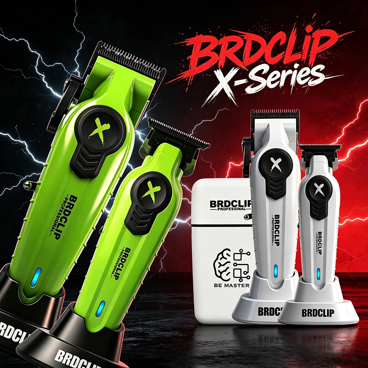 BRDCLIP X Series Set Professional Electric Hair Clipper Trimmer Shaver Gradient Salon Hair Styling Tool DLC Coated Fade Blade
