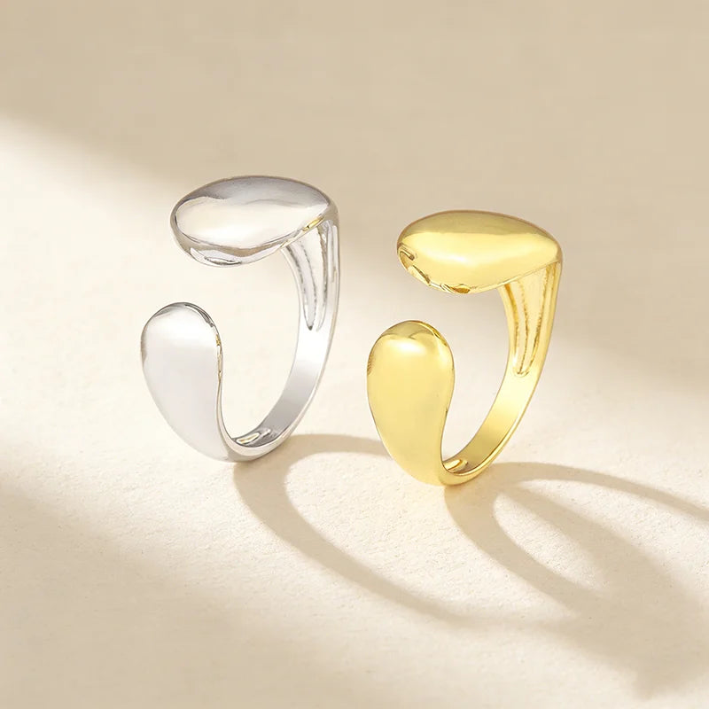 QIKU Minimalist Daily Wear Women Ring Opening Adjustable Gold/Silver Color Copper Jewelry Accessories Unisex Gift Dropshipping
