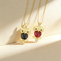 QIKU Cute Owl Shape 5 Colors Rhinestone Pendant Women Necklace Copper Zircon Animal Jewelry Charm Accessories Girl Birthday Gift