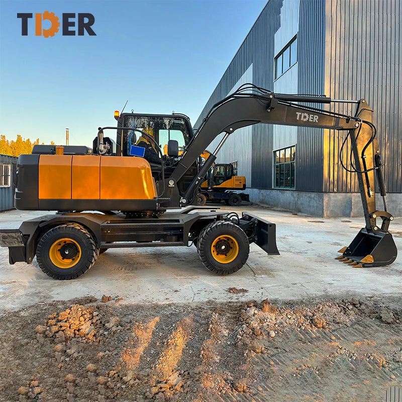 TDER New Arrival Chinese  8ton 9ton 10 Ton Wheel Digger Excavator  with Bucket