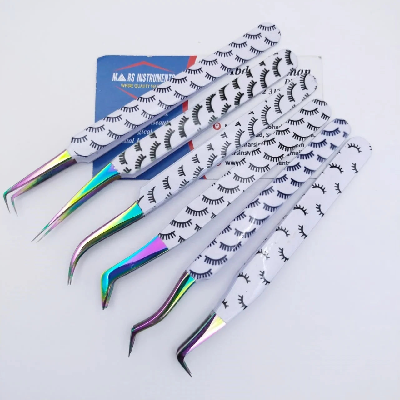 Rainbow Tip Eyelash Extension Tweezers Lashes Print Stainless Steel Lash Tweezers