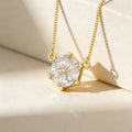 QIKU Trendy Luxury 18K Gold Plated Rhinestone Pendant Necklace Copper Zircon Engagement Jewelry Inlay Crystal Women Gift Party