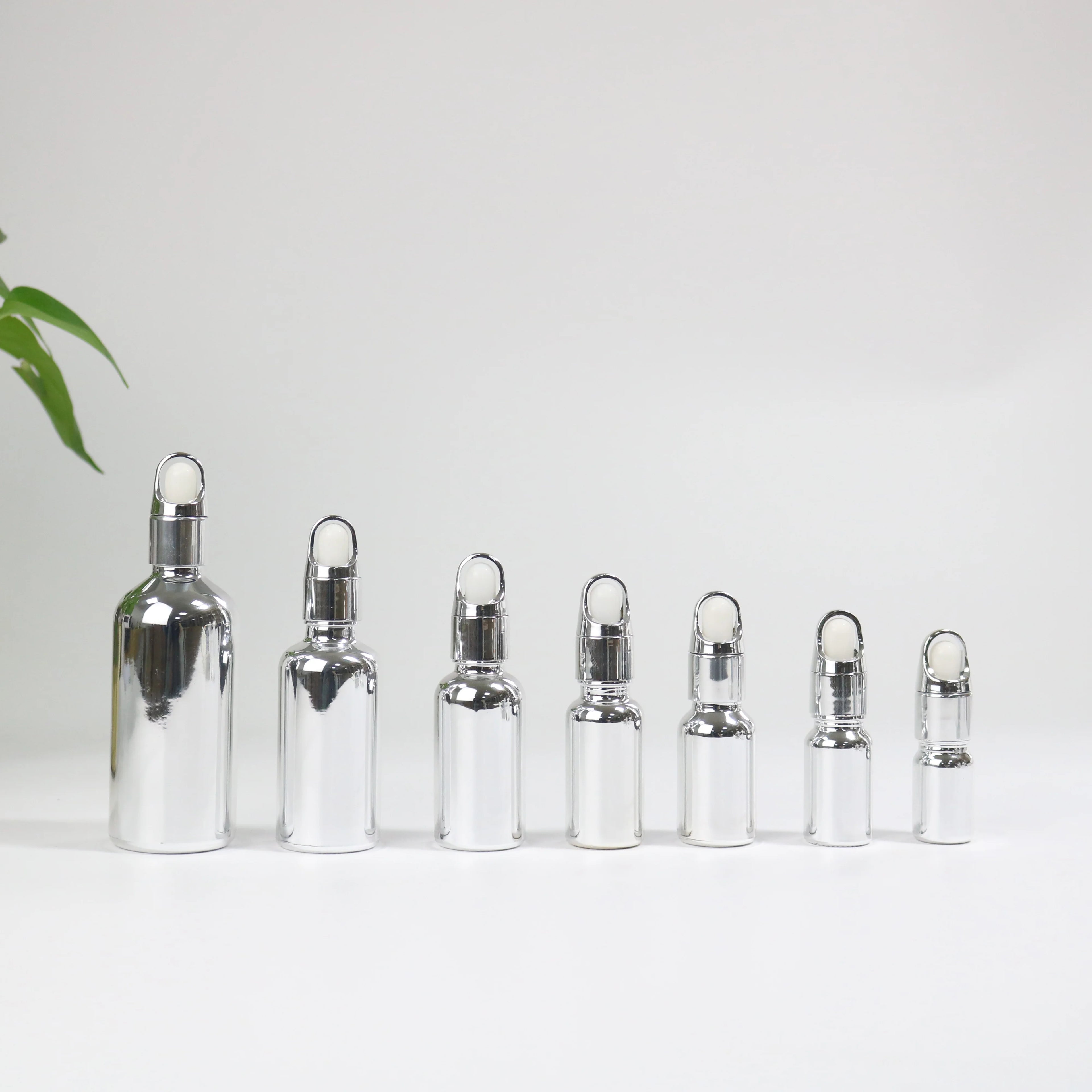 Wholesale Glass Essential Oil Bottles in Gold & Silver 5ml-100ml Sizes Screen Printing Custom Color Dropper for Skin Care Serum