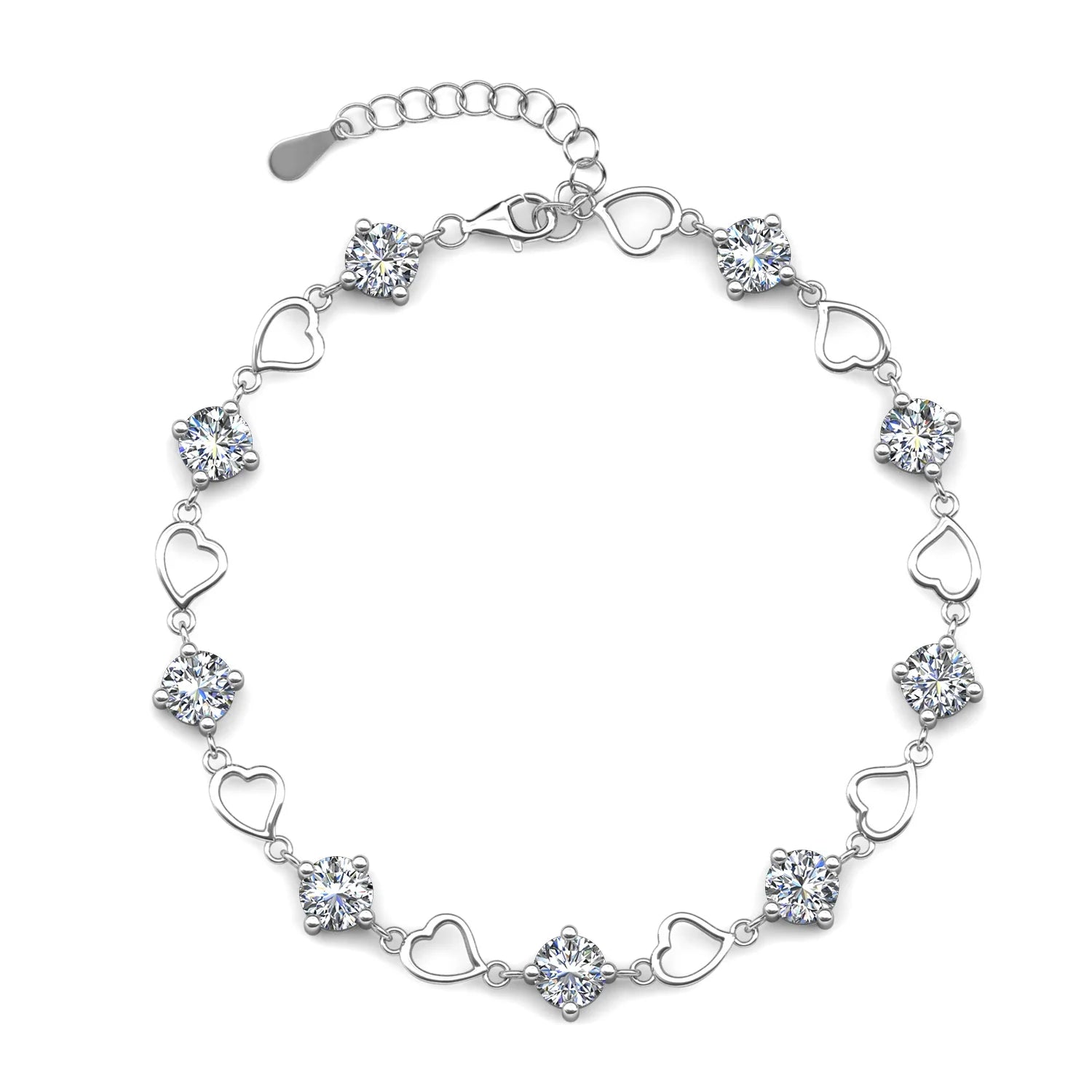 Lab Grown Gemstone GRA Moissanite Diamond 925 Sterling Silver Love Heart Bracelet Jewelry for Women Destiny Jewellery