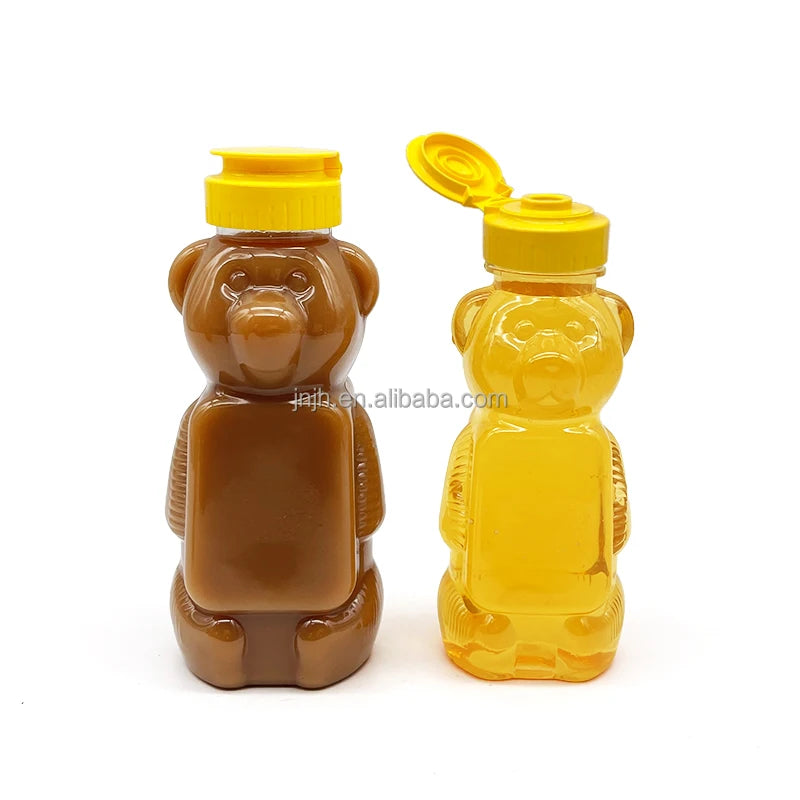 250g 500g Squeeze Food Grade Bottle Teddy Bear Shape Honey Jars Plastic Honey Bottle with Pointed Mouth Squeeze Honey Jar