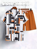 OEM Custom Plus Size Men's Beach Casual Printed Shirt Shorts Set Loose Button up Two Piece Outfit-Breathable Design by Factory MegaBDM