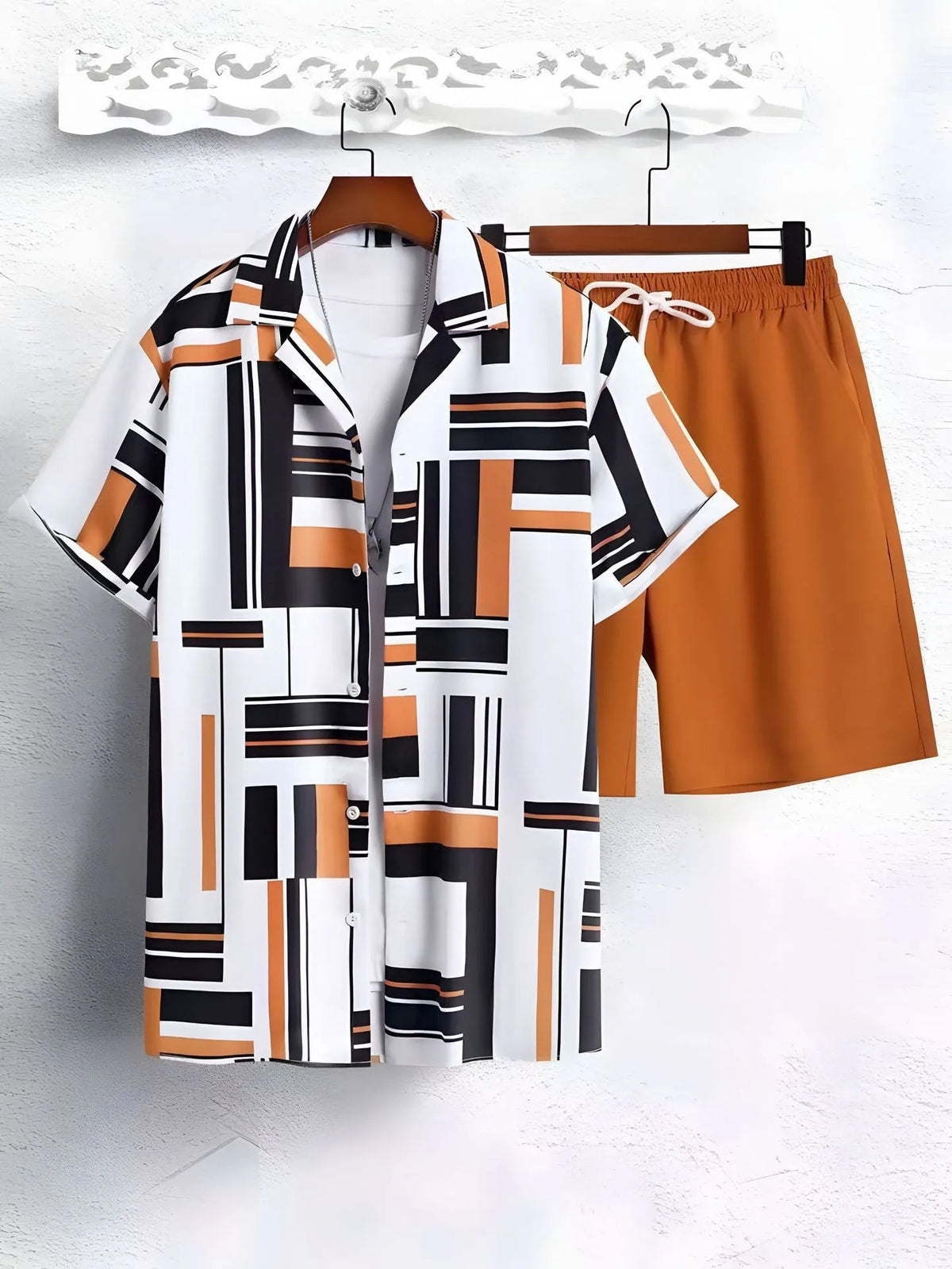 OEM Custom Plus Size Men's Beach Casual Printed Shirt Shorts Set Loose Button up Two Piece Outfit-Breathable Design by Factory MegaBDM