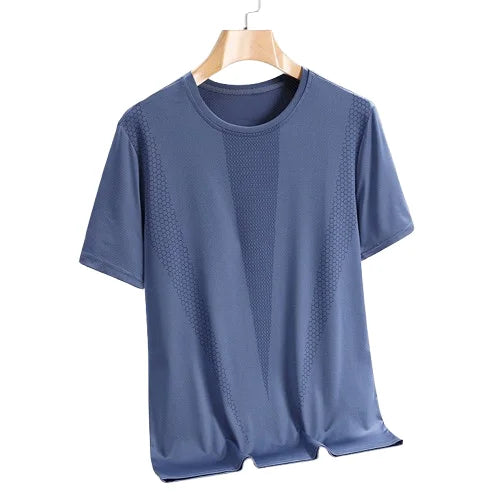 OEM Custom Logo Sporty Ice Silk Cool Summer Top Mens Loose Fit Quick Drying Casual T-Shirt Plus Size Streetwear Fashion T Shirt
