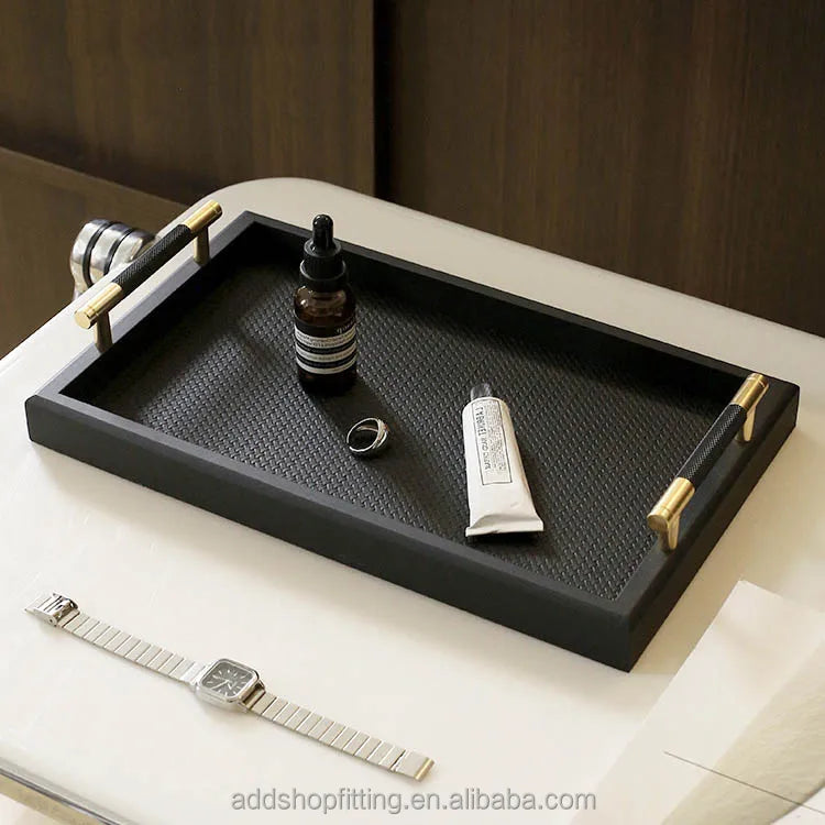 Shop Window Display Bamboo Candle Perfume Accessories Rings Necklace Serving Tray