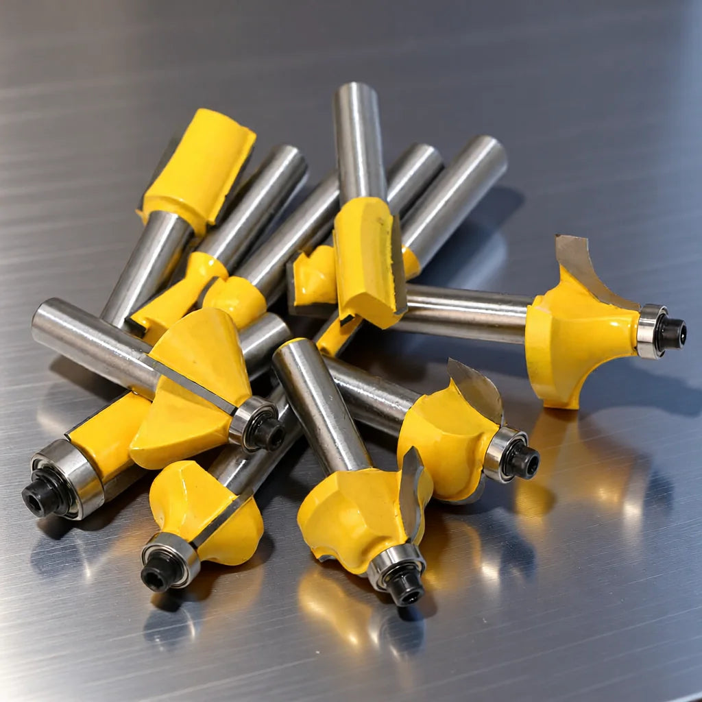 Newings 12-Piece 8mm Shank Tungsten Cobalt Alloy AlTin Coated 2 Flutes 30 Helix OEM High-Speed End Mill Router Bit Set