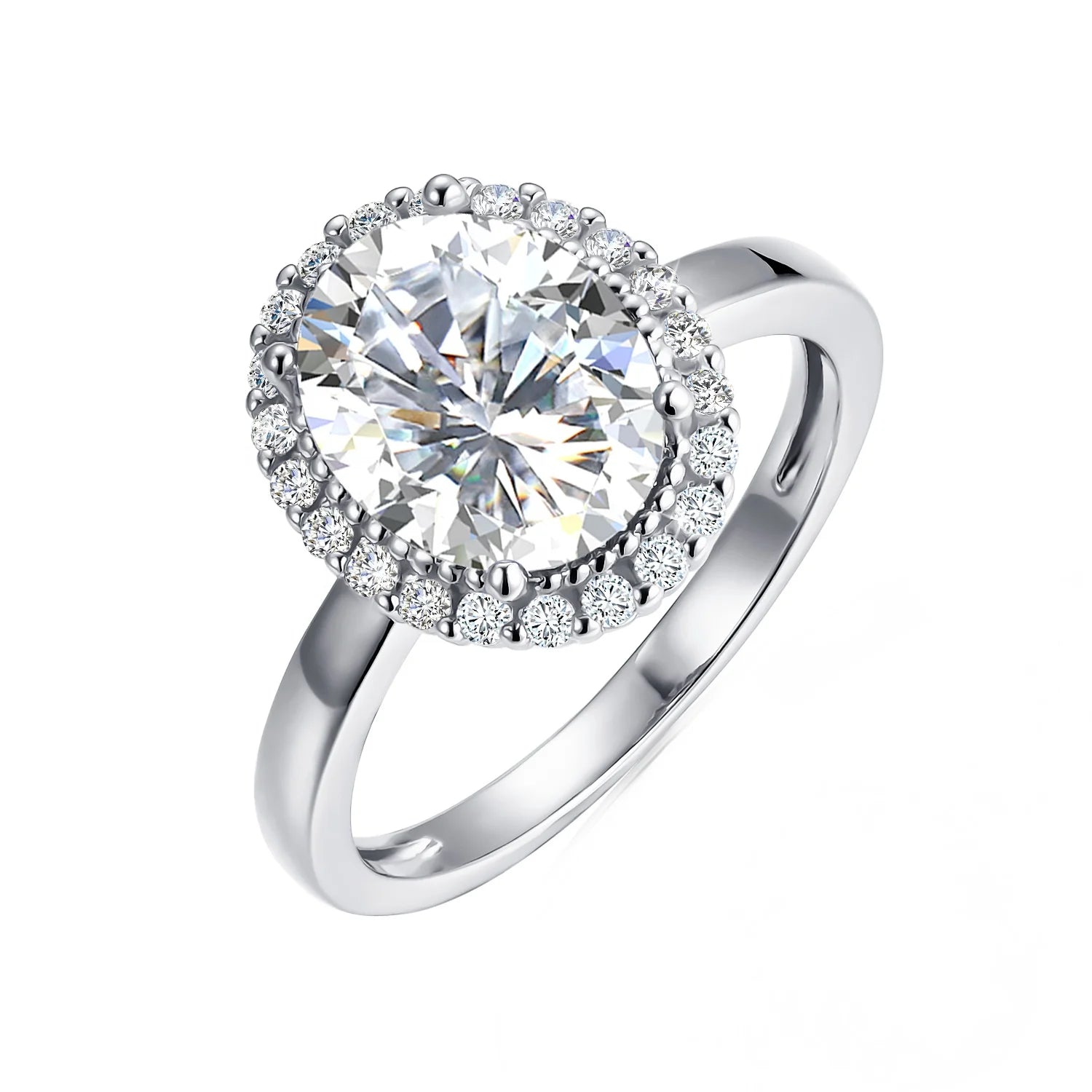 Good Quality 3 Carat Oval Cut GRA Moissanite Diamond Halo Statement 925 Silver Engagement Ring for Women Destiny Jewellery