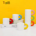 Topjlh Sublimation 330ml Ceramic Chubby Flat Mug Cute Round Flat-Bottom Coffee Mug Heat-Resistant for Home Office Custom Logo