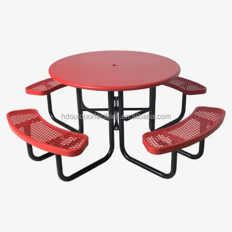 Event-ready Plastisol-coated Metal Outdoor Table and Four Chairs with Portable Feet for Markets Fairs and Festival Zones