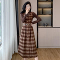 Fall Vintage 2 Piece Set for Women Top And Plaid Hand-Painted Dress Set Clothing Wholesale
