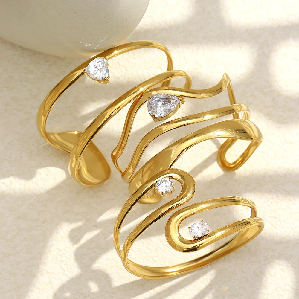 Dreamshow Multilayer 2026 New Arrivals Fashion Bracelets & Bangles 18k Gold Plated Stainless Steel Jewelry Set