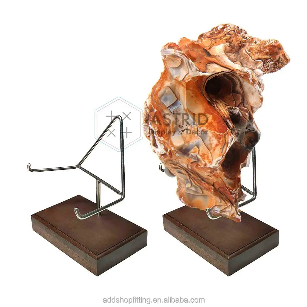 Wood crystal ball holder Gem mineral Display Stand for Geodes Mineral Agate Collection