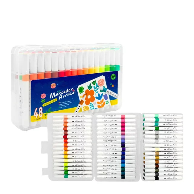 2026 New Product 48 Colors Painting Art Markers Water-Based Washable Ink Kids Dot Marker Painting Set