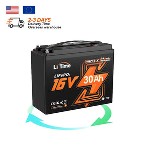 US Stock LiTime 16V 30Ah Deep Cycle IP65 Bluetooth LiFePO4 Lithium Battery for Kayak Fish Finder Battery Fishing Electronics