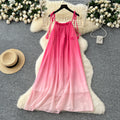 2025 Summer Roman Casual Midi Dress For Women Empire Gradient 3D Shift Lace Dress
