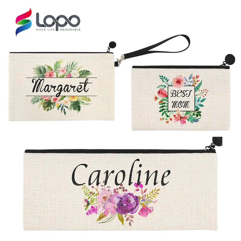 Factory Wholesale Eco-Friendly Vintage Zipper Large High Quality Promotional Summer Women Sublimation Cosmetic Bag Blanks