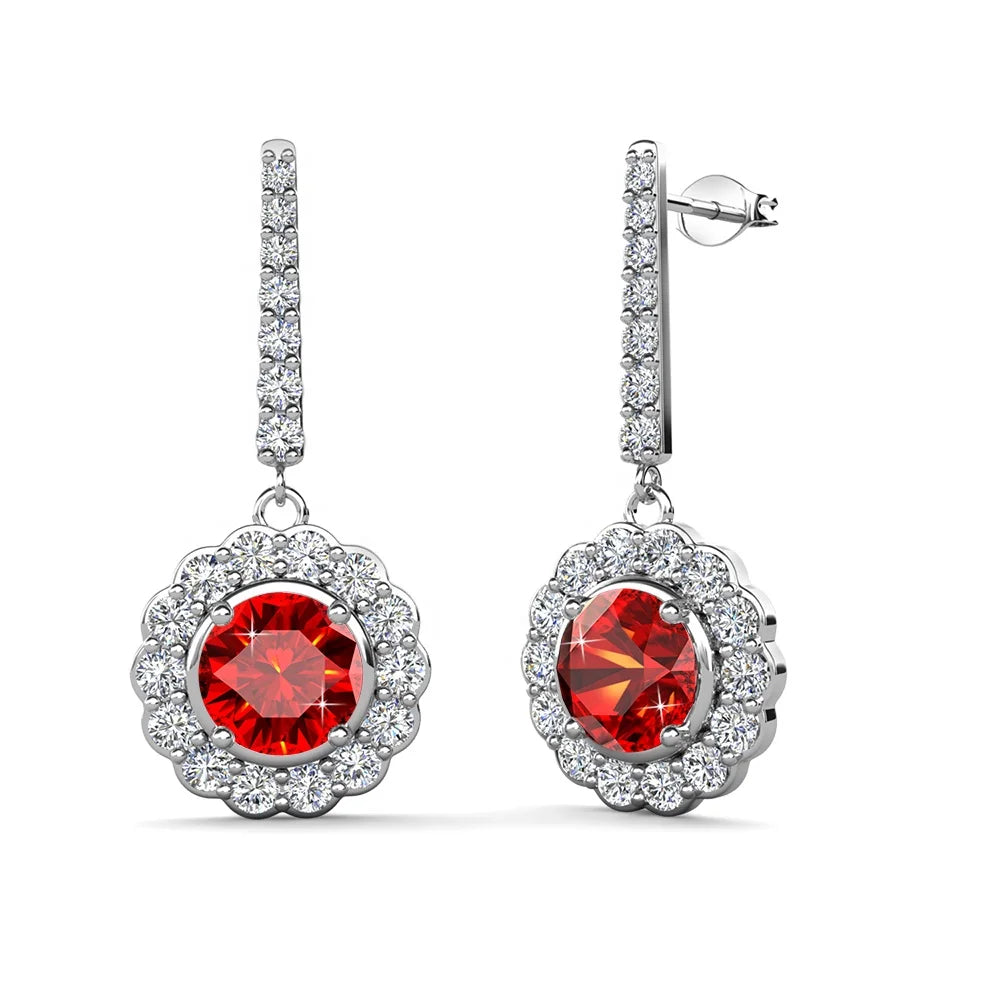 New 925 Sterling Silver Color Moissanite Diamond Women Jewelry Dangle Drop Flower Cluster Earrings Destiny Jewellery