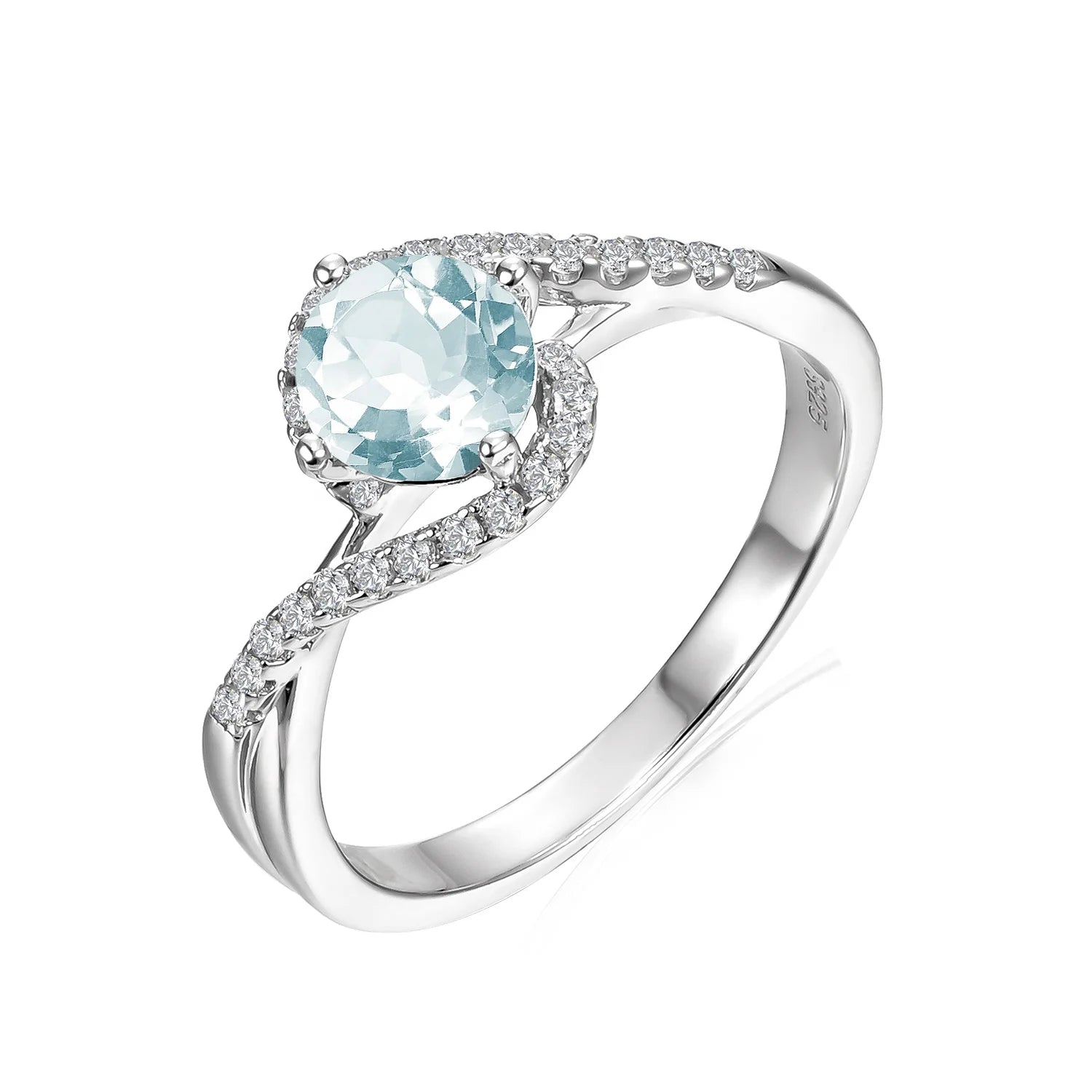 925 Sterling Silver Natural Stone Blue Topaz Twisted Engagement Ring Wedding Jewelry for Women 2022 Destiny Jewellery