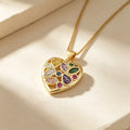 QIKU Fashion Heart Shape Colorful Rhinestone Necklace Women Jewelry Copper Cubic Zircon Neck Chain Jewelry Party Gift Wholesale