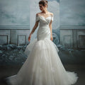 Jancember LSMX200 Beautiful Satin Lace-up Mermaid Wedding Dresses With Overskirt