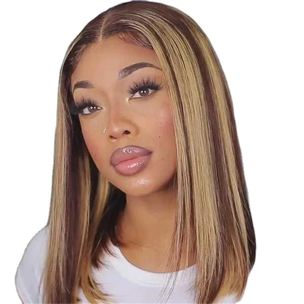 Top Quality 13*4 Transparent Lace Frontal Wig Human Hair bob Straight Wig Super Double Drawn for Black Women Daily Party Use