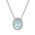 Natural Stone Blue Topaz 925 Sterling Silver 18K Gold Plated Oval Halo Pendant Necklace Jewelry Gift for Women Destiny Jewellery